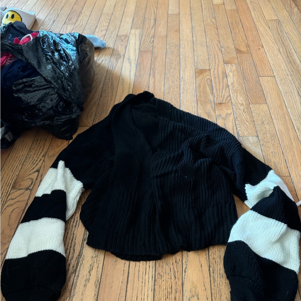 Striped Black and White Women's Cardigan